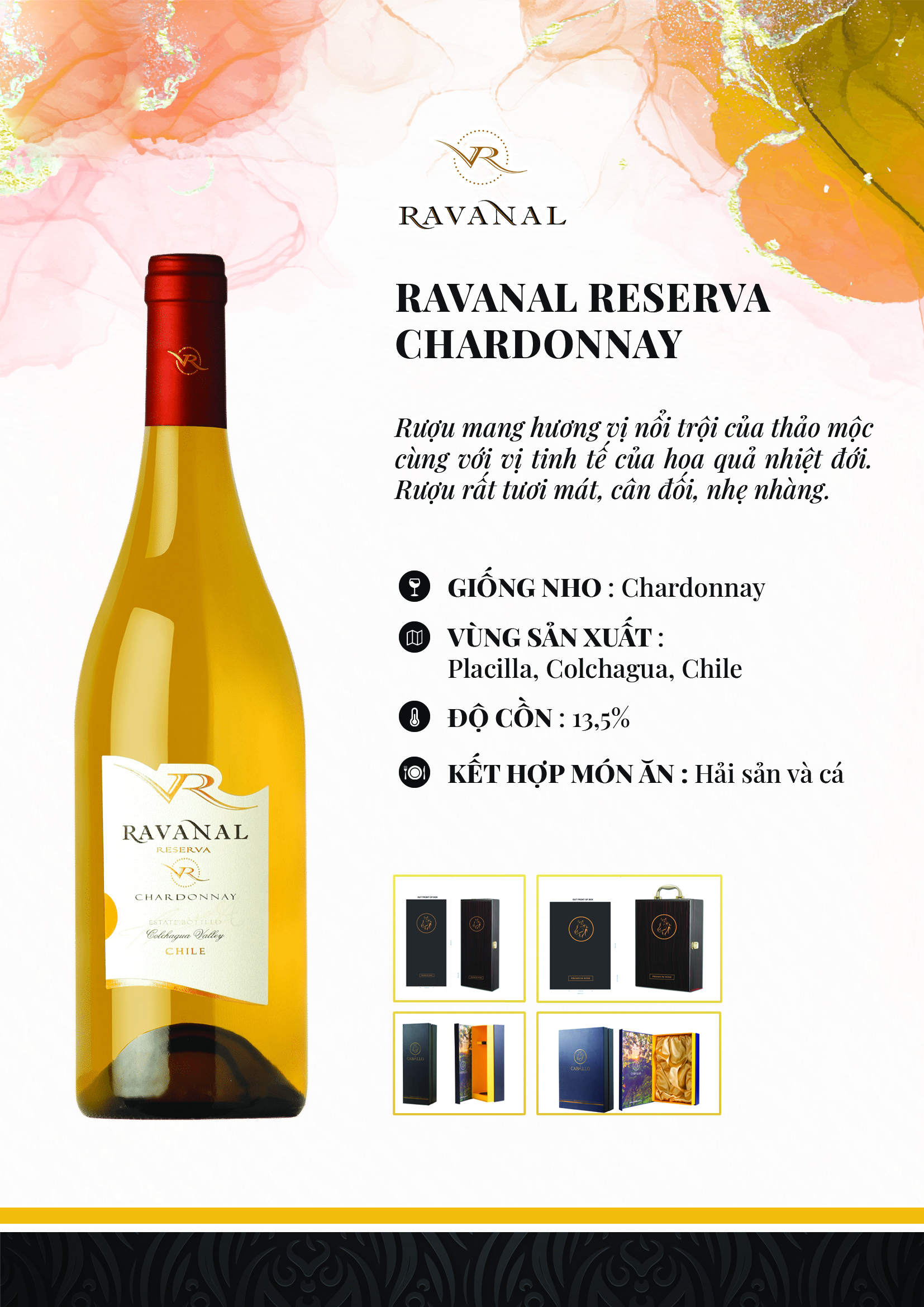 Vang Chile Ravanal Gran Reserva Chardonnay