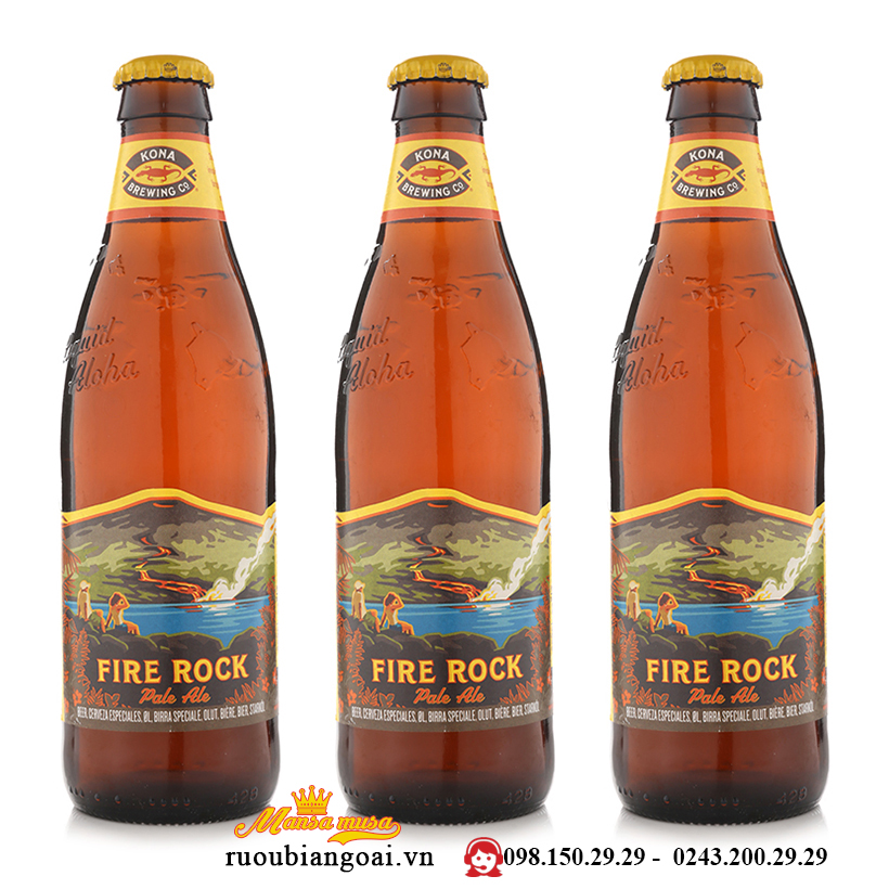 Bia Kona Fire Rock Pale Ale 4,8% - Chai 355ml - Bia Mỹ