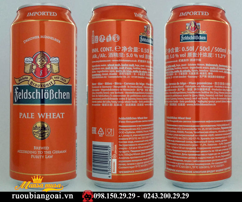 Bia Đức Feldschlösschen Pale Wheat 5% - chai 500ml