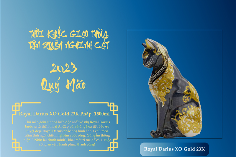 Rượu Mèo Sứ Royal Darius XO Gold 23K