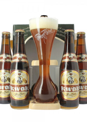 Hộp quà tặng bia Pauwel Kwak 4 chai + tặng 01 ly nhập khẩu Bỉ