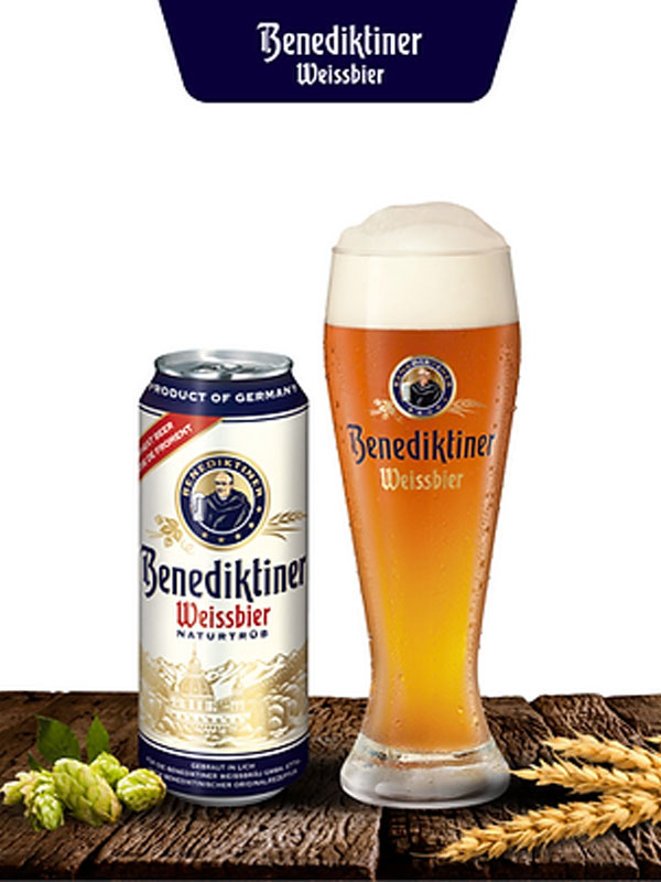 bia đức benediktiner weissbier - lon 500ml