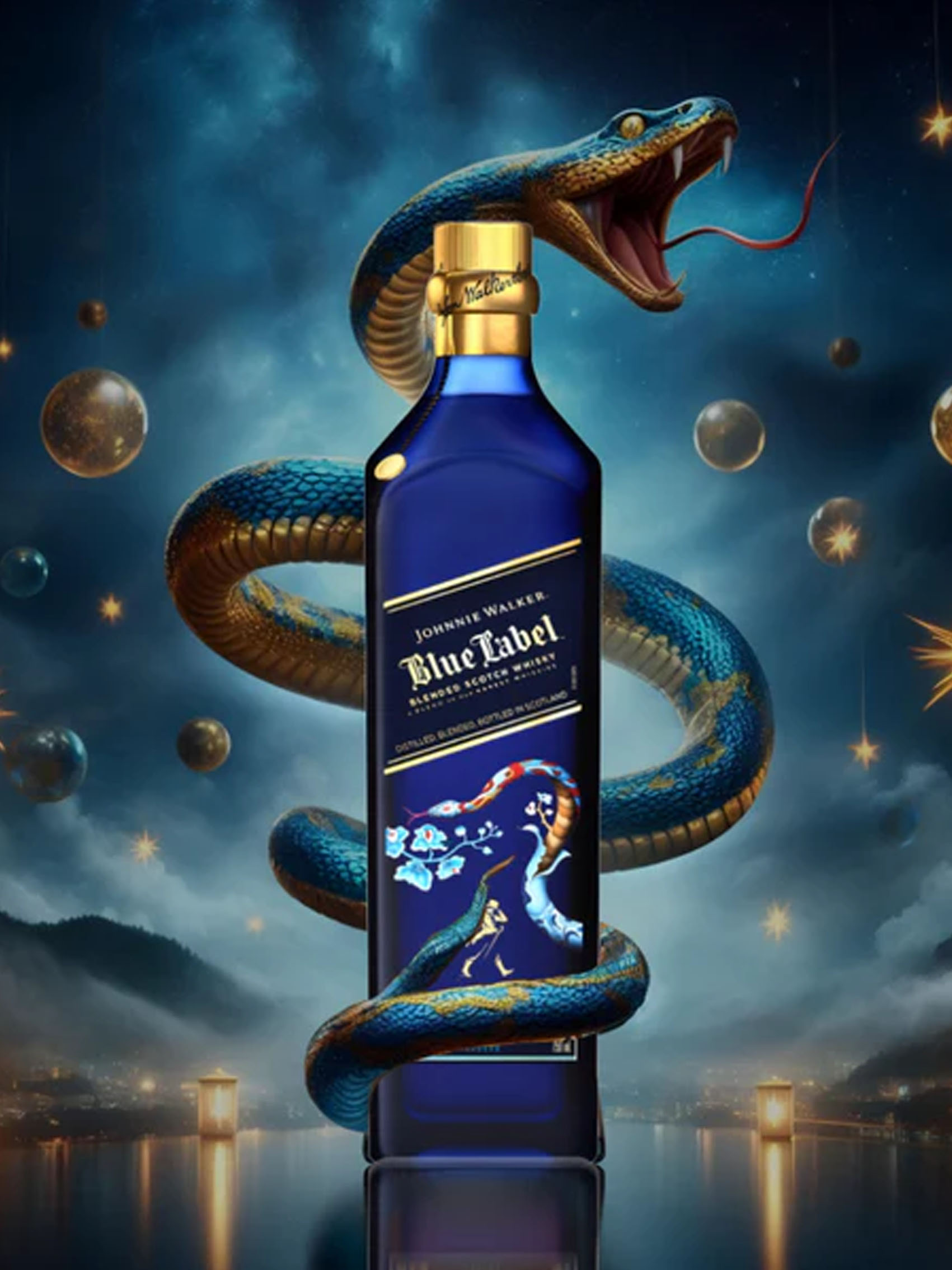 rượu johnnie walker blue năm rắn - year of snake 2025