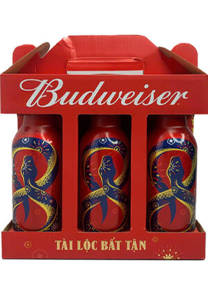 Xách quà tết bia budweiser alu chai nhôm (con rắn) 355ml