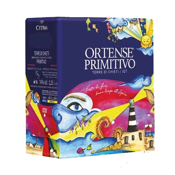 rượu vang bịch ý ortense primitivo 2250ml