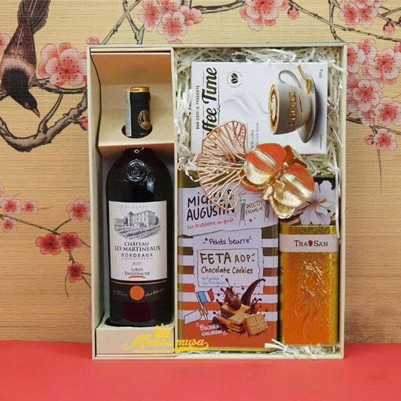 hộp quà tết 2026 rượu vang pháp ms0046