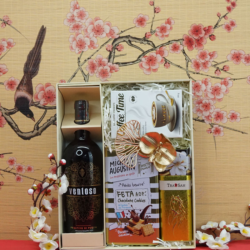 Hộp quà tết 2026 rượu vang ý MS010
