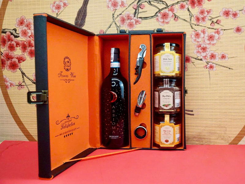 hộp quà tết 2026 rượu vang ý ms035