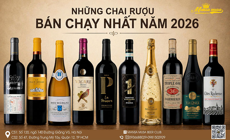 rượu bán chạy nhất năm 2026: top 10 chai bạn nên thử ngay