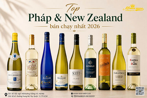 rượu vang trắng bán chạy nhất 2026: top pháp & new zealand