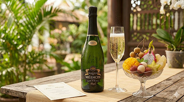 vang nổ barons de medicis blanc de blancs brut
