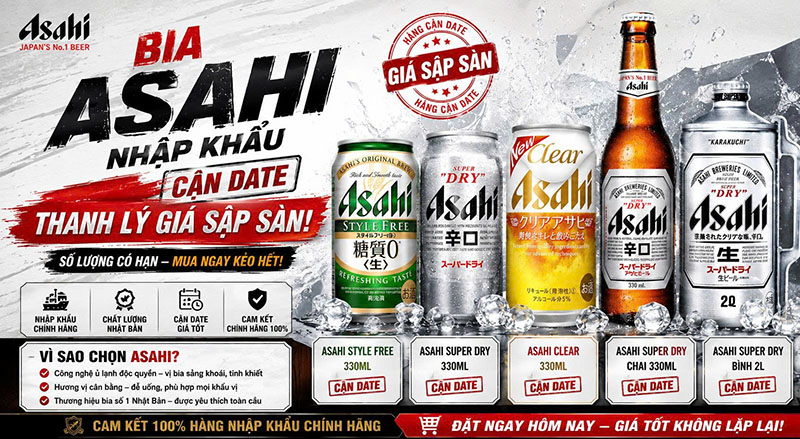 bia asahi nhập khẩu cận date
