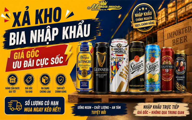 xả kho bia nhập khẩu giá gốc, ưu đãi cực sốc